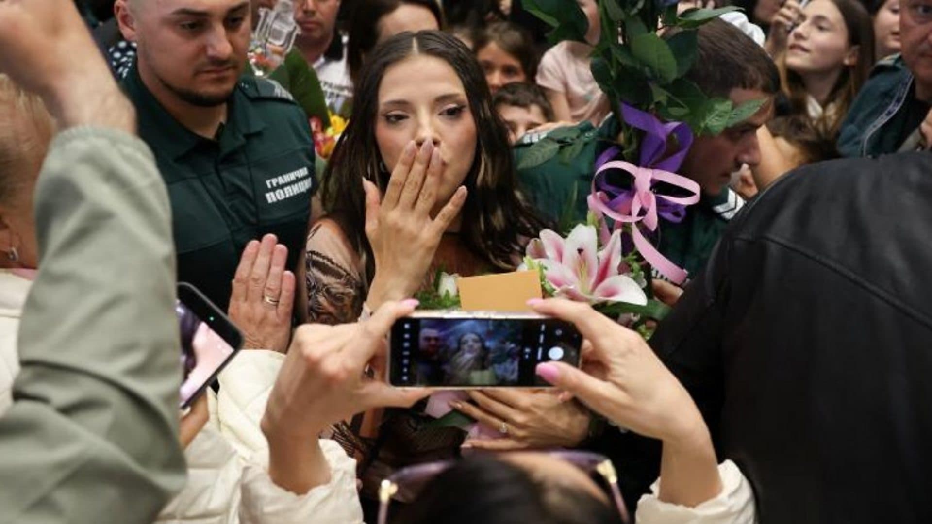 Eurovision winner Dara arrives to screaming fans in Bulgaria
